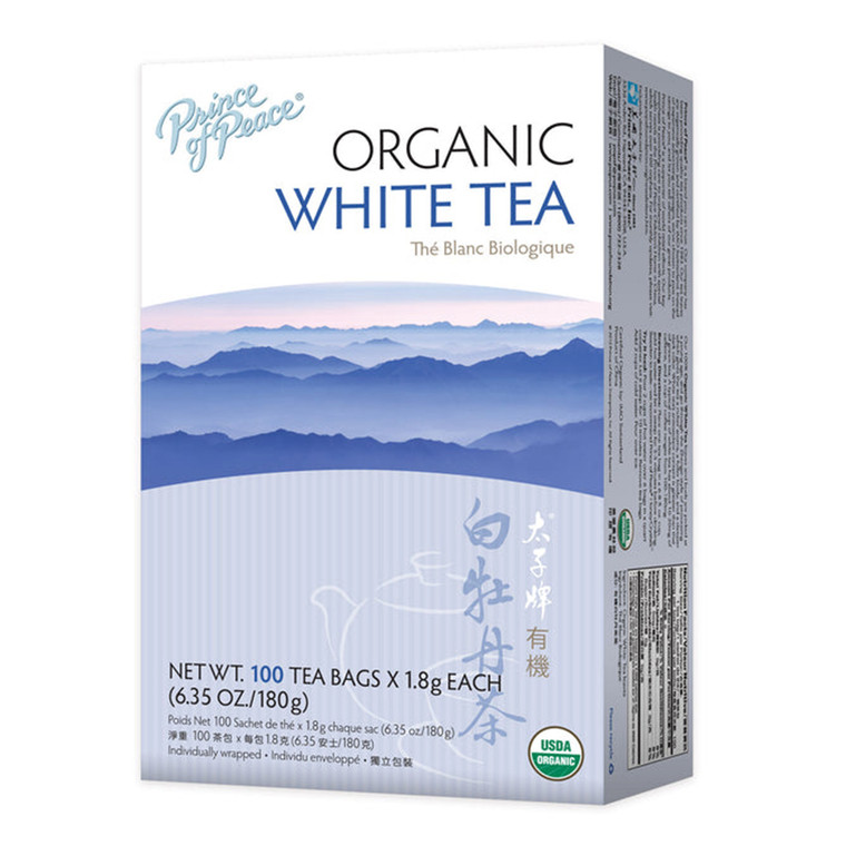 Prince of Peace Organic White Tea Bags for Daily Tea Enjoyment 0.064Oz (1.8g) 100Ea