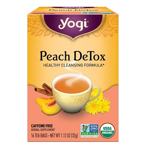 Yogi Peach Detox Herbal Supplement Tea Bags - 16 Ea