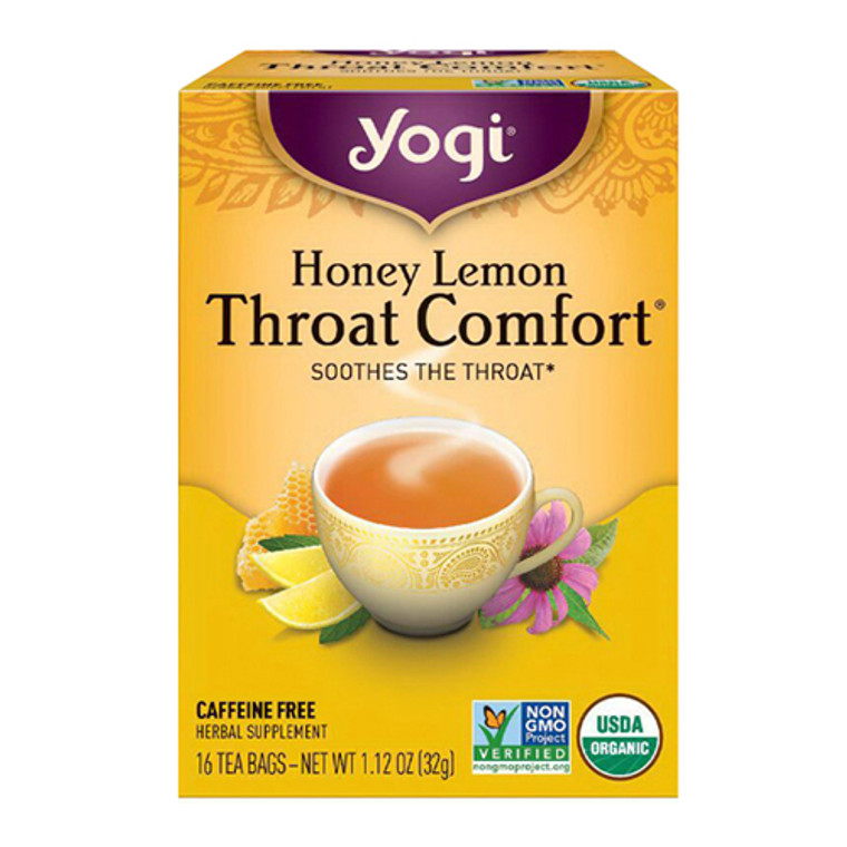 Yogi Honey Lemon Throat Comfort Herbal Supplement Tea Bags - 16 Ea