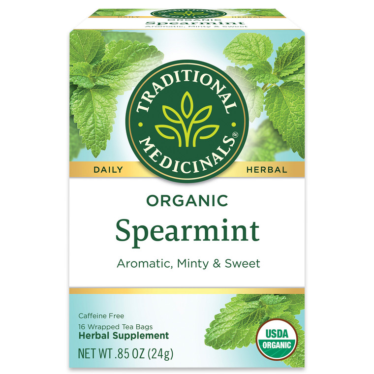 Traditional Medicinals Caffeine Free Organic Spearmint Herbal Tea Bags, 16 Ea
