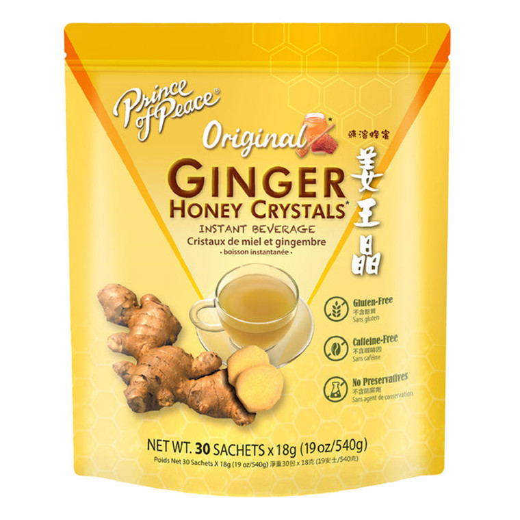 Prince of Peace Original Ginger Honey Crystals Sachets 0.63Oz (18g) 30Ea