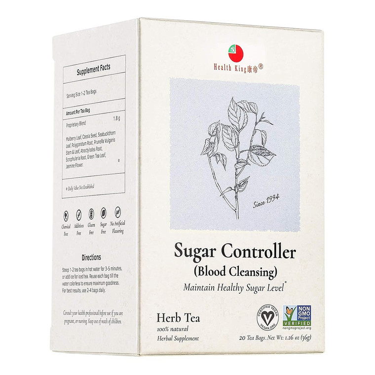 Health King Sugar Controller Herb Tea Bags Maintain Healthy Blood Sugar Level 1.26Oz (36g) 20Ea