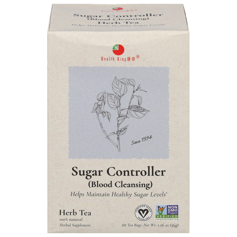 Health King Sugar Controller Blood Cleansing Herb Tea, 100% Natural, 20 Bags