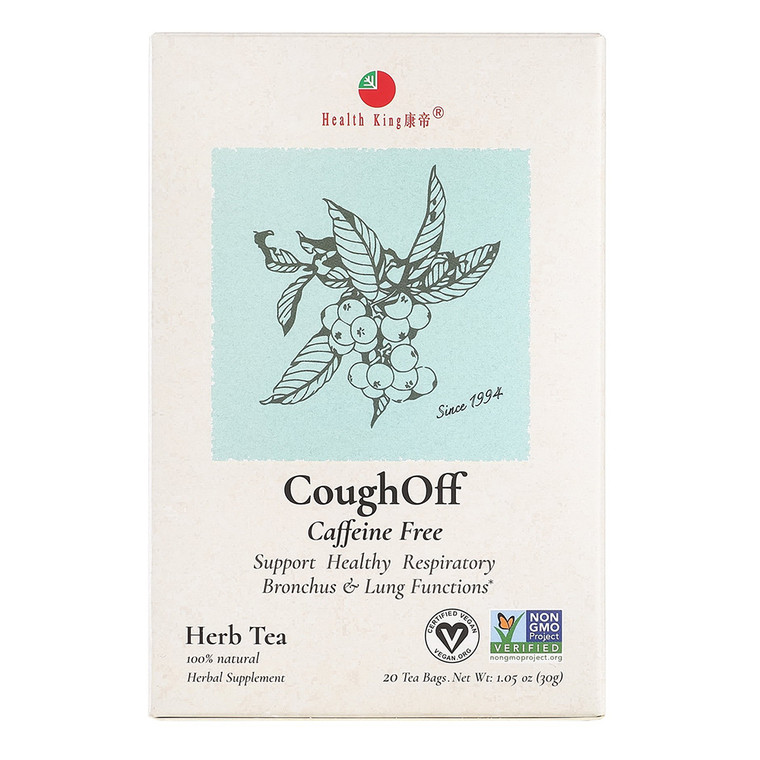 Health King CoughOff Herb Tea Bags for Respiratory and Throat Wellness Support 1.05Oz (30g) 20Ea