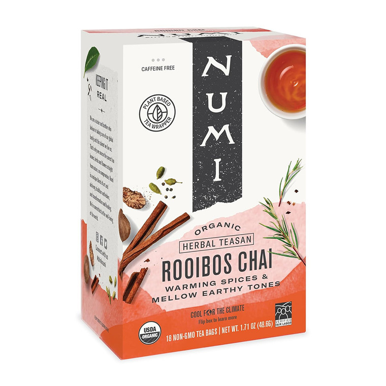 Numi Organic Herbal Tea Rooibos Chai, 18 Tea Bags