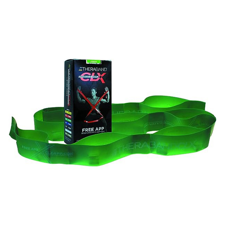 Theraband CLX Resistance Band with Loops for Beginners 5 Inches, Green, 1 Ea