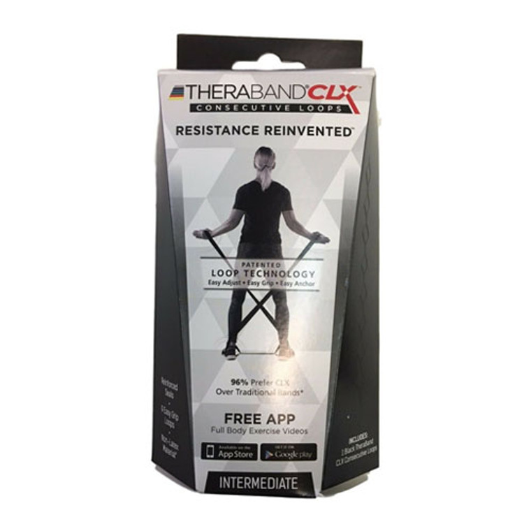 Theraband CLX Resistance Band with Loops Intermediate 5 Inches, Black, 1 Ea