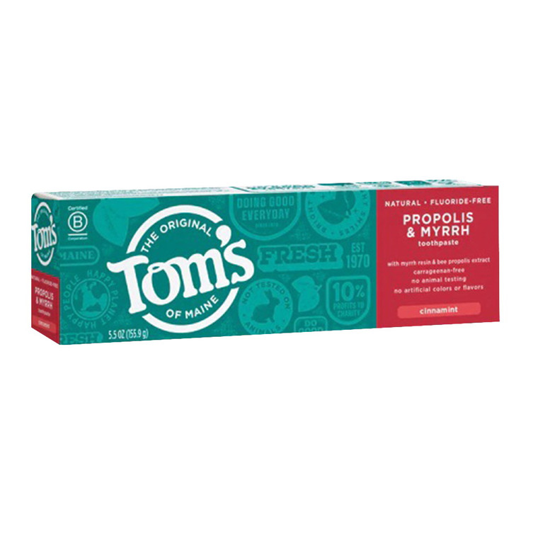 Toms Of Maine Propolis And Myrrh Natural Fluoride Free Toothpaste, Cinnamint - 5.5 Oz