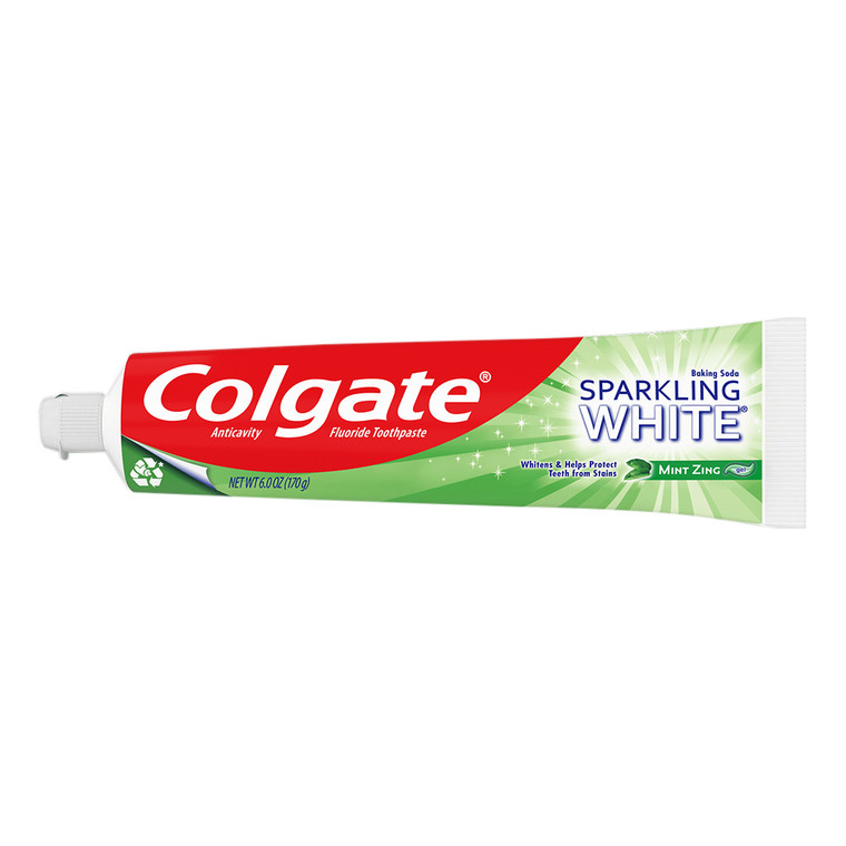 Colgate Sparkling White Fluoride Toothpaste With Baking Soda, Mint Zing, 6 Oz