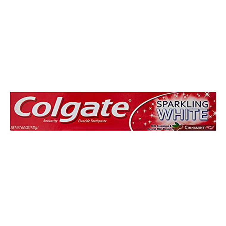 Colgate Anticavity Sparkling White Gel Fluoride Toothpaste, Cinnamon, 6 Oz