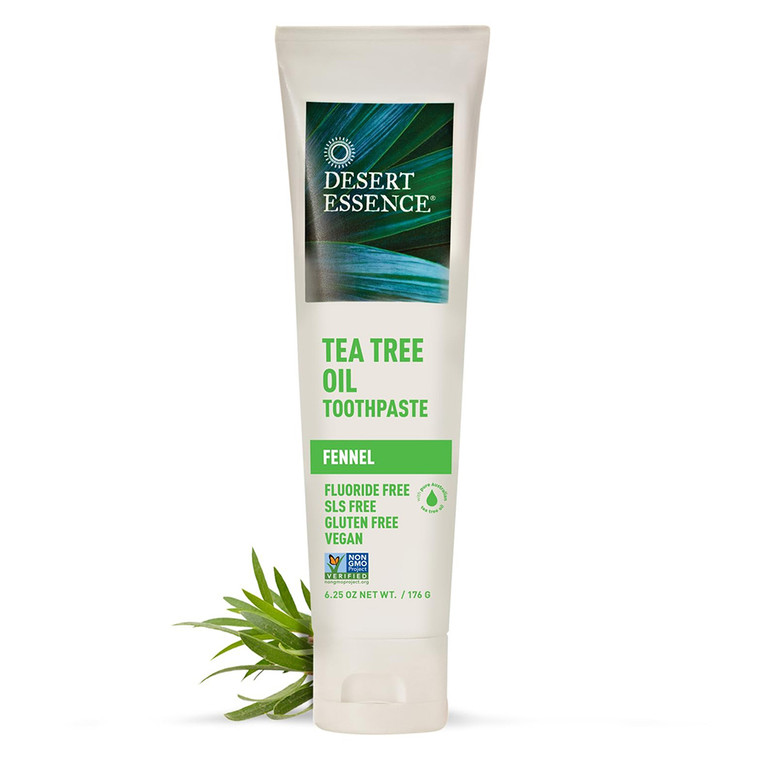 Desert Essence Natural Tea Tree Oil Toothpaste Fennel Gentle Cleansing Formula 6.25Oz (176g)