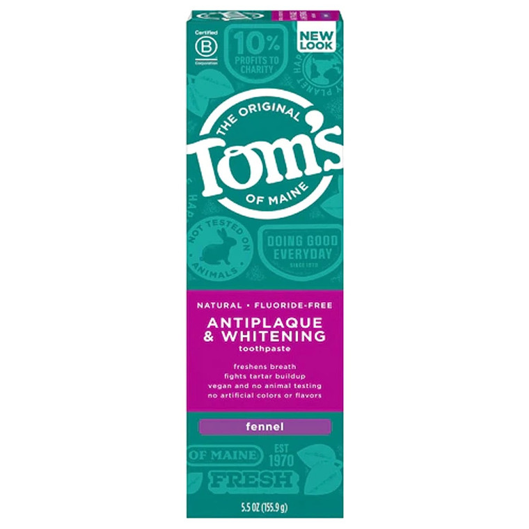 Toms Of Maine Antiplaque And Whitening Toothpaste, Fennel, 5.5 Oz