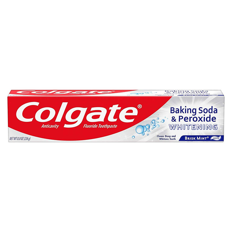 Colgate Baking Soda and Peroxide Whitening Bubbles Fluoride Toothpaste Brisk Mint Whitening Support Formula 8Oz (226g)