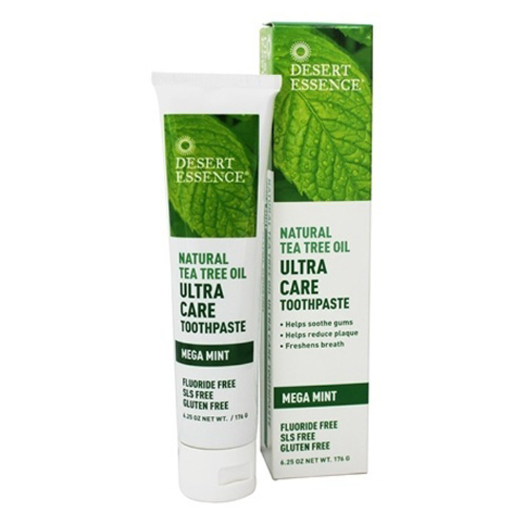 Desert Essence Natural Tee Tree Oil Ultra Care Toothpaste Mega Mint, 6.25 Oz