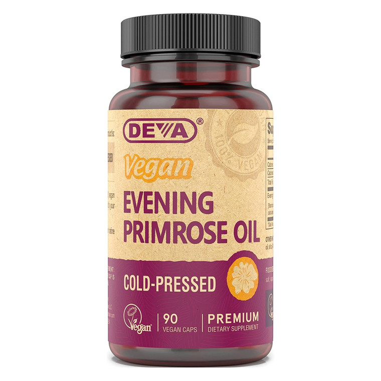Deva Nutrition Vegan Evening Primrose Oil Vcaps Hormonal Balance and Skin Health Formula 90Ea