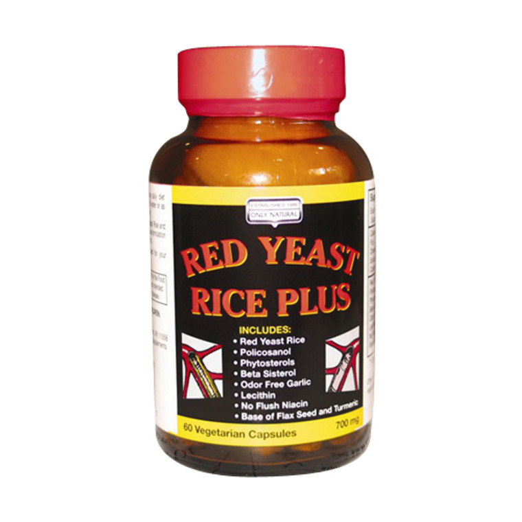 Only Natural Red Yeast Rice Plus Vegetarian Capsules, 700 Mg - 60 Ea