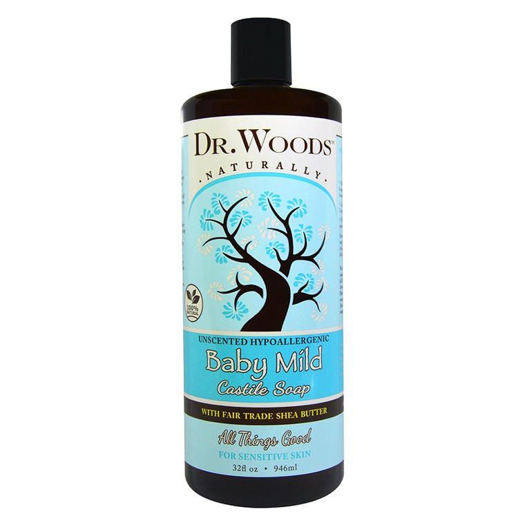 Dr Woods Baby Mild Castile Soap Liquid Refreshing Clean and Effortless Rinsing for All Skin Types 32Oz (946ml)
