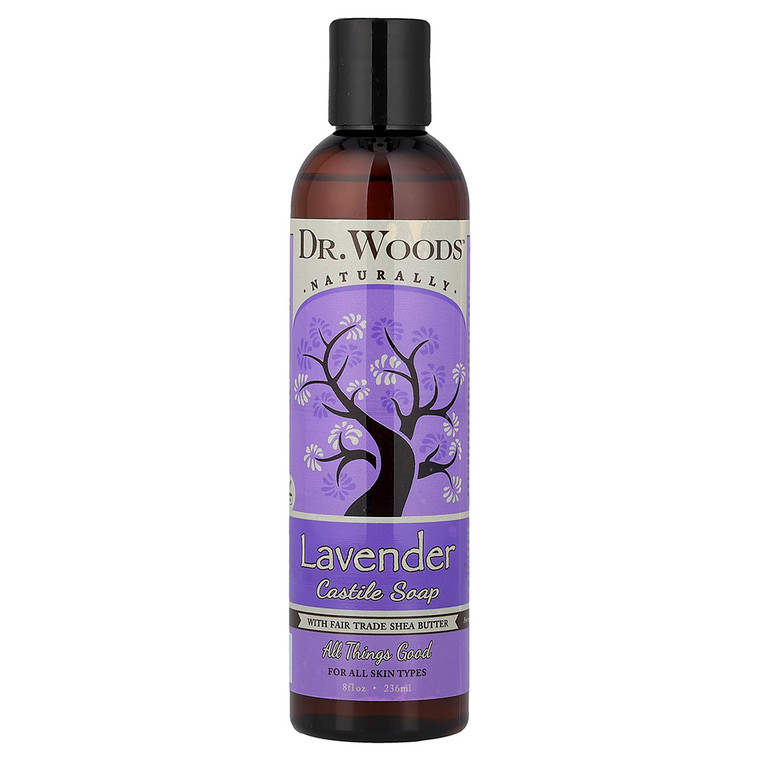 Dr Woods Lavender Castile Soap Liquid with Shea Butter Soothing Fragrance Elevates Mood for All Skin Types 8Oz (236ml)