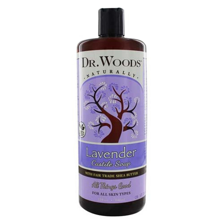 Dr Woods Lavender Castile Soap Liquid with Shea Butter Soothing Fragrance Elevates Mood for All Skin Types 32Oz (946ml)