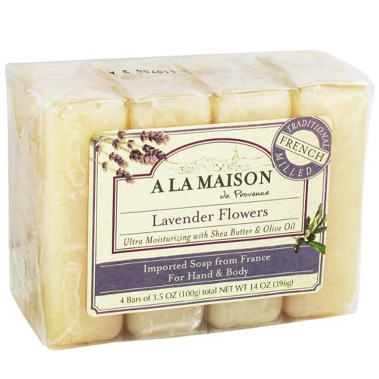 A La Maison Bar Soap Value Pack, Lavender Flowers - 3.5 Oz, 4 Soaps in a Pack
