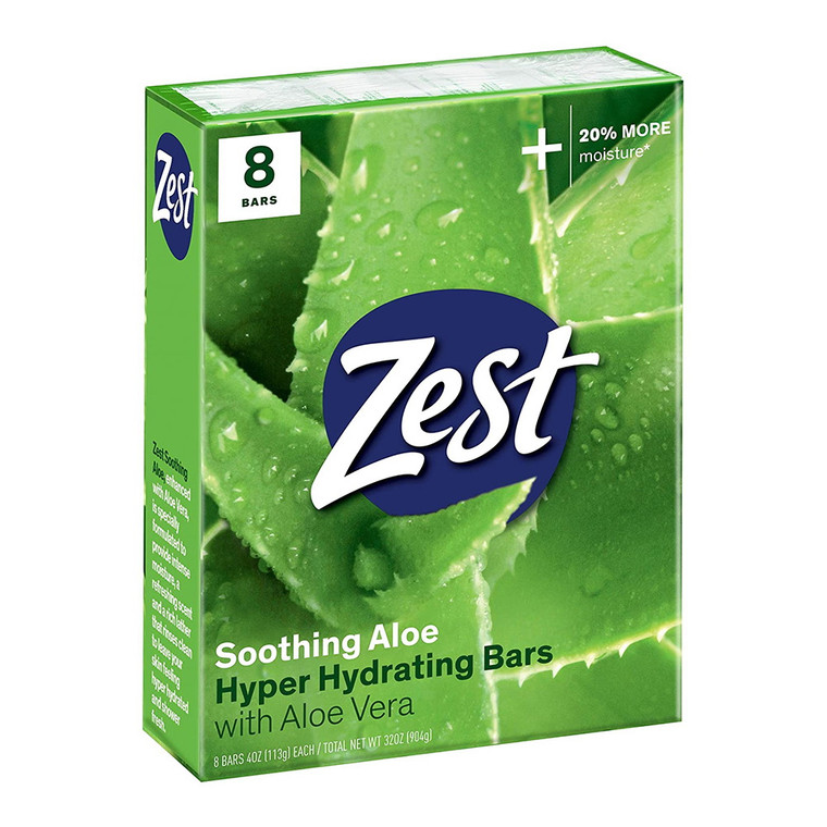 Zest Deodorant Bar Soap, Fresh Aloe, 4 Oz, 8 Ea