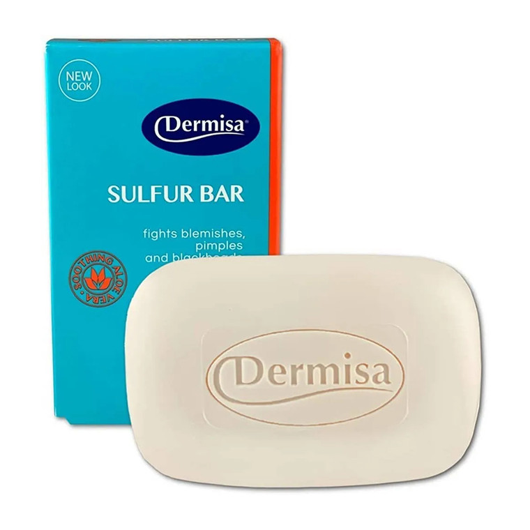 Dermisa Sulfur Bar Fights Blemishes, Pimples And Blackheads, With Soothing Aloe Vera, 3 Oz