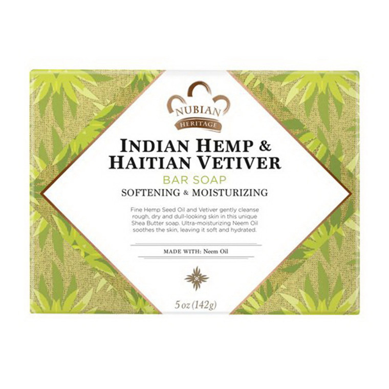 Nubian Heritage Bar Soap Indian Hemp And Haitian Vetiver, 5 Oz