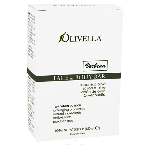 Olivella Virgin Olive Oil Face And Body Bar Soap, Verbena - 5.29 Oz