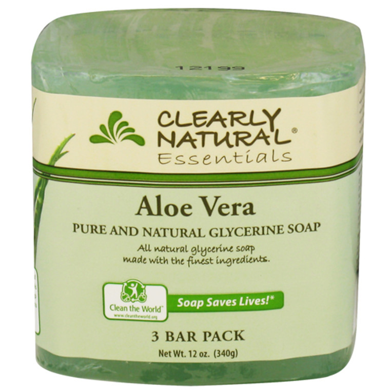 Clearly Natural Pure And Natural Glycerine Bar Soap, Aloe Vera - 4 Oz, 3 Ea