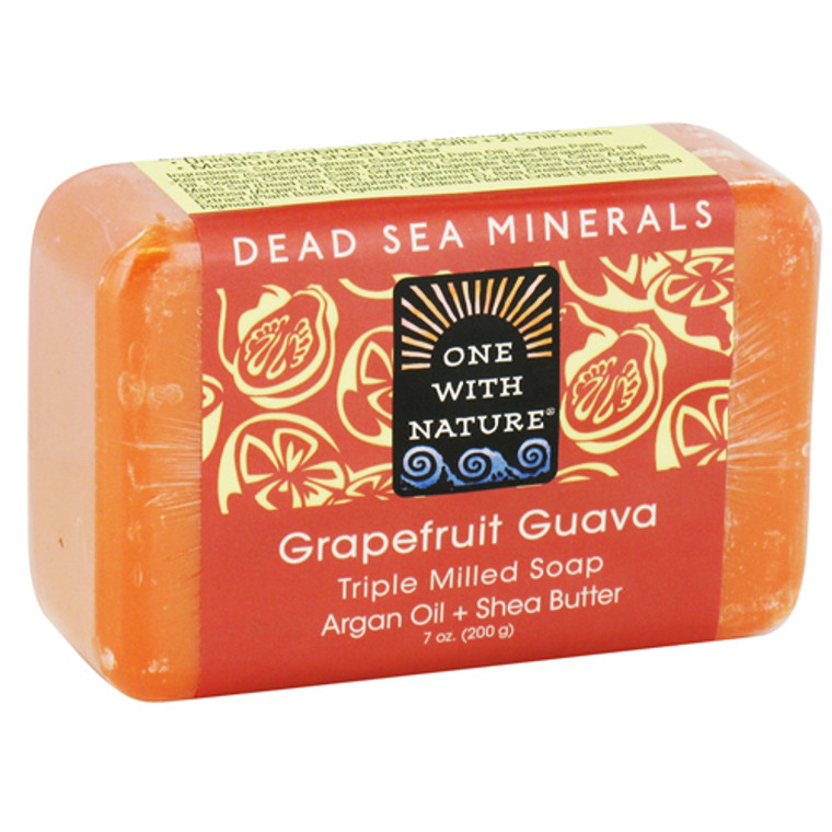 One With Nature Dead Sea Minerals Triple Milled Bar Soap, Grapefruit Guava - 7 Oz