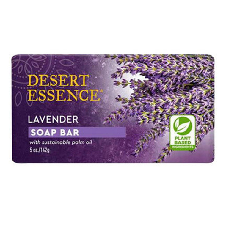 Desert Essence Lavender Bar Soap Gently Cleanses the Body Remove Excess Oil Hydrate and Soothe Skin Gluten Free 5Oz (142g)