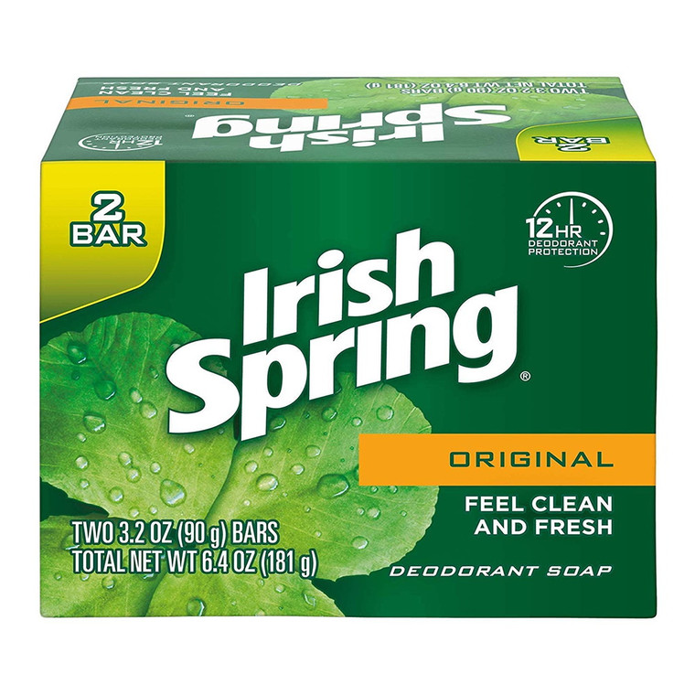 Irish Spring Deodorant Bar Soap, Original - 3.2 Oz, 2 Ea