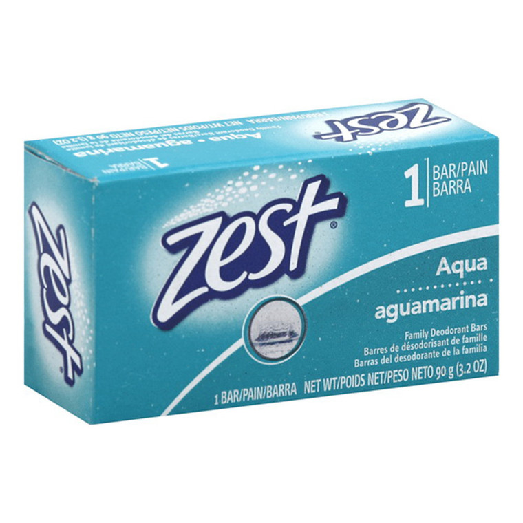 Zest Aqua Deodorant Bath Bar Soap, 2 Oz