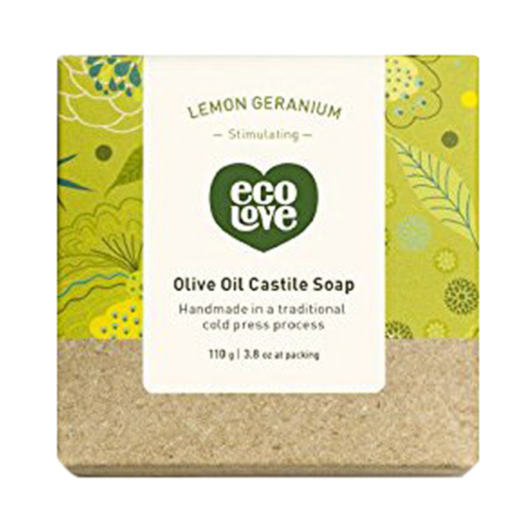 Ecolove Handmade Olive Oil Castile Bar Soap, Lemon Geranium, 3.8 Oz