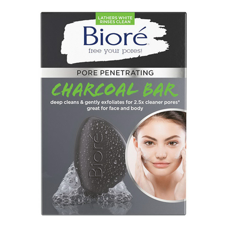 Biore Pore Penetrating Charcoal Soap Bar, 3.77 Oz