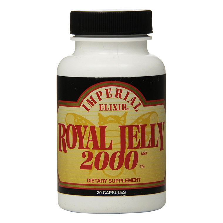 Imperial Elixir Royal Jelly 2000mg Capsules Support Energy Skin Health and Hormone Balance 30Ea