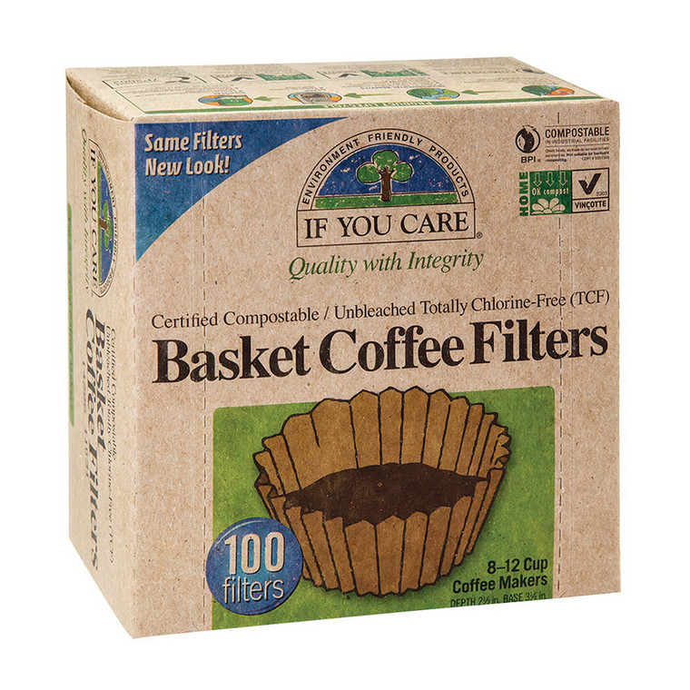 If You Care Unbleached Coffee Filters Basket, 8 inch, 100 Ea