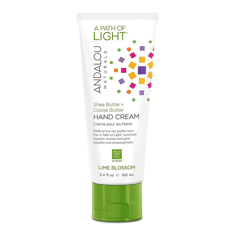 Andalou Naturals Lime Blossom Shea and Cocoa Butter Hand Cream Helps Nourish and Soften Dry Skin 3.4Oz (100ml)