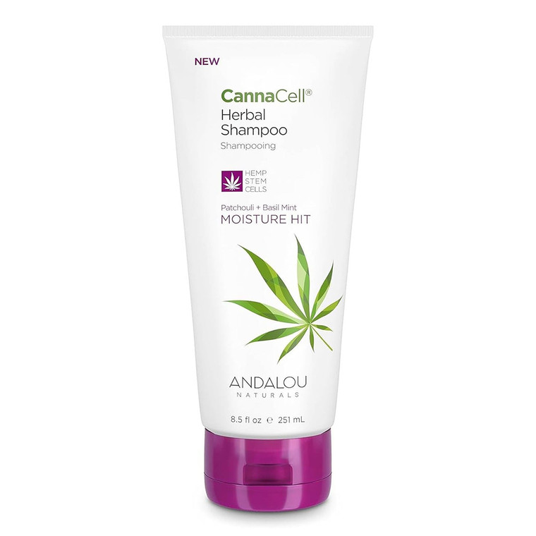 Andalou Naturals CannaCell Patchouli and Basil Mint Moisture Hit Herbal Shampoo 8.5Oz (251ml)