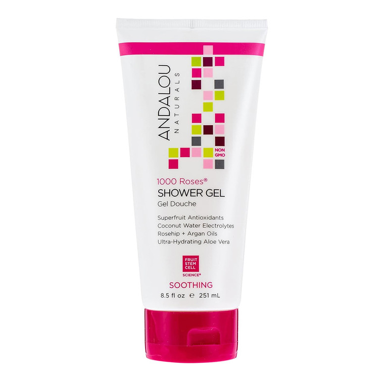 Andalou Naturals 1000 Roses Soothing Shower Gel with Argan Oils Ultra Hydrating Aloe Vera 8.5Oz (251ml)