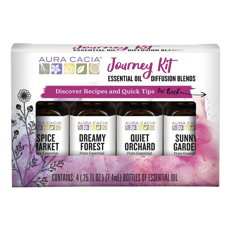 Aura Cacia Journey to Diffusion Blends Essential Oil Kit 4Ea