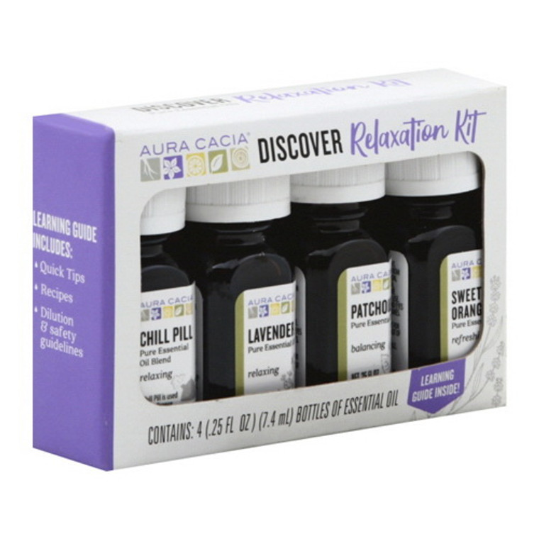 Aura Cacia Discover Relaxation Essential Oil Kit, 4 Ea, 0.25 Oz