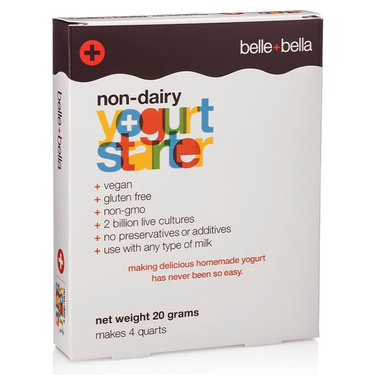 Belle and Bella Non Dairy Yogurt Starter for Homemade Vegan Yogurt and Probiotic Rich Plant Based Dairy 0.7Oz (20g)