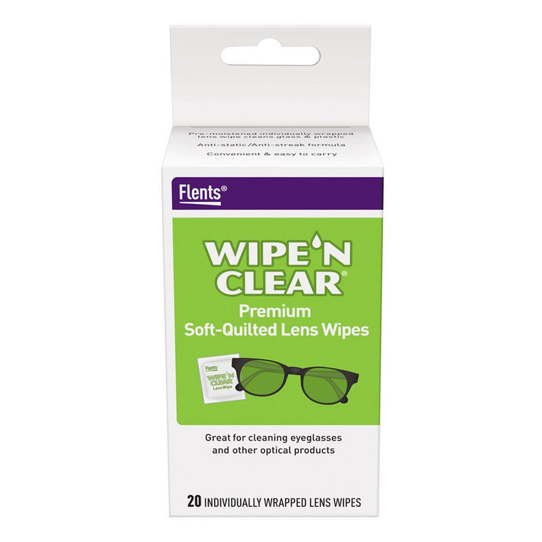 Flents Wipe N Clear Lens Cleaner Tissues for Eyeglasses and Optical Cleaning 20Ea