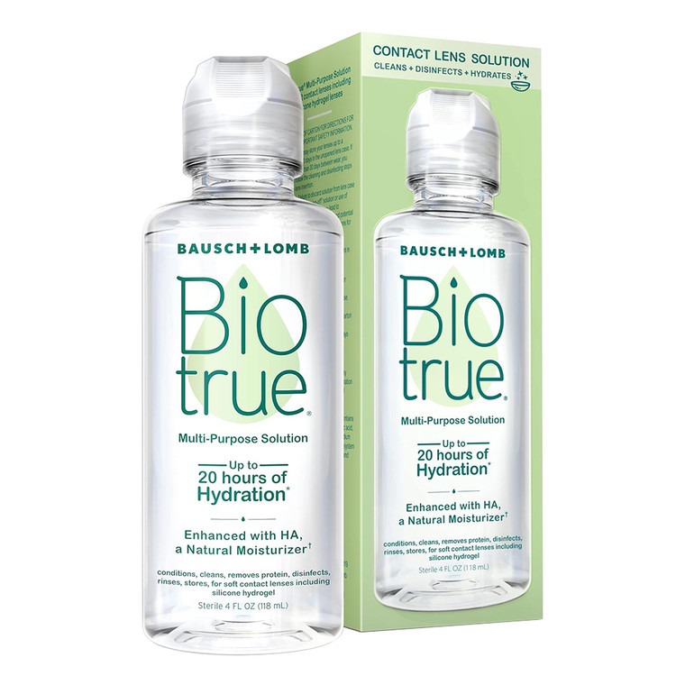 Bausch and Lomb Biotrue Multipurpose Solution Enhanced with Natural Moisturizer Cleans and Soft Contact Lenses 4Oz (118ml)