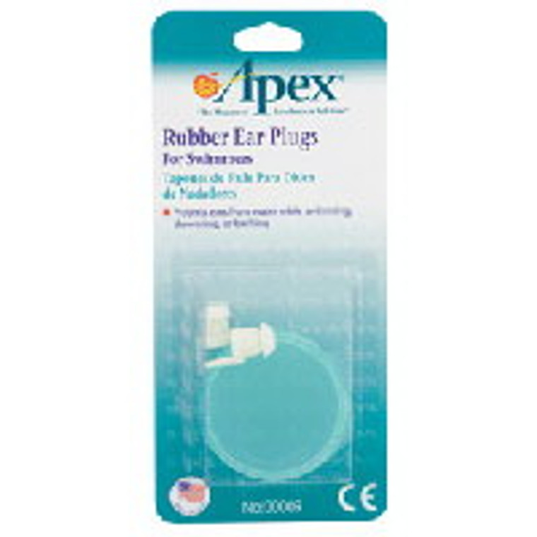 Apex Rubber Ear Plugs For Swimmers -  1 Pair