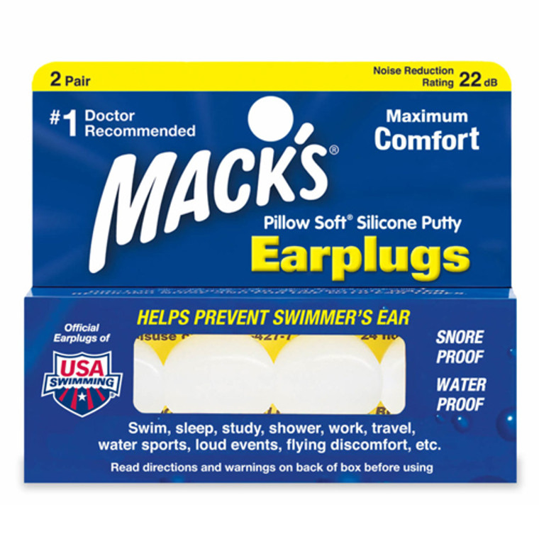 Macks Pillow Soft Silicone Ear Plugs - 2 Pair