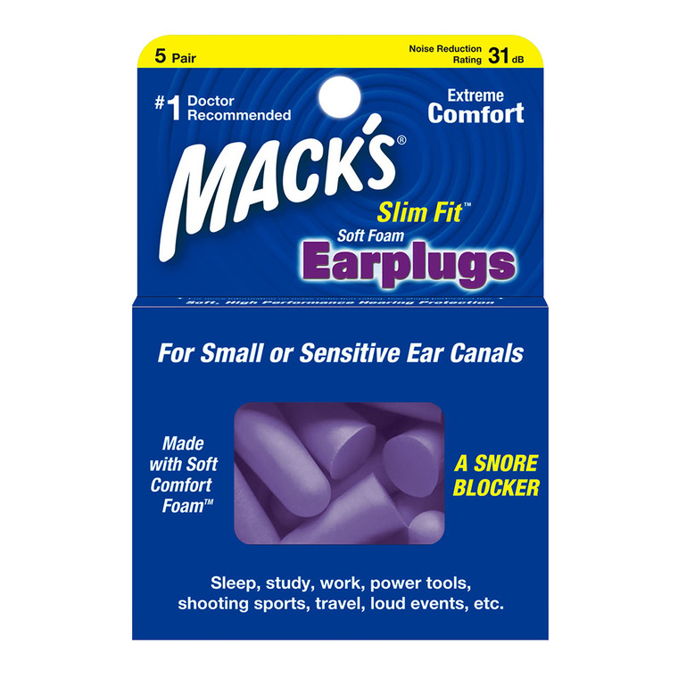 Macks Safe Sound Slim Fit Soft Foam Ear Plugs, 5 Pairs