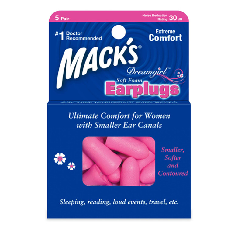 Macks Dreamgirl Foam Ear Plugs - 5 Pair / Box