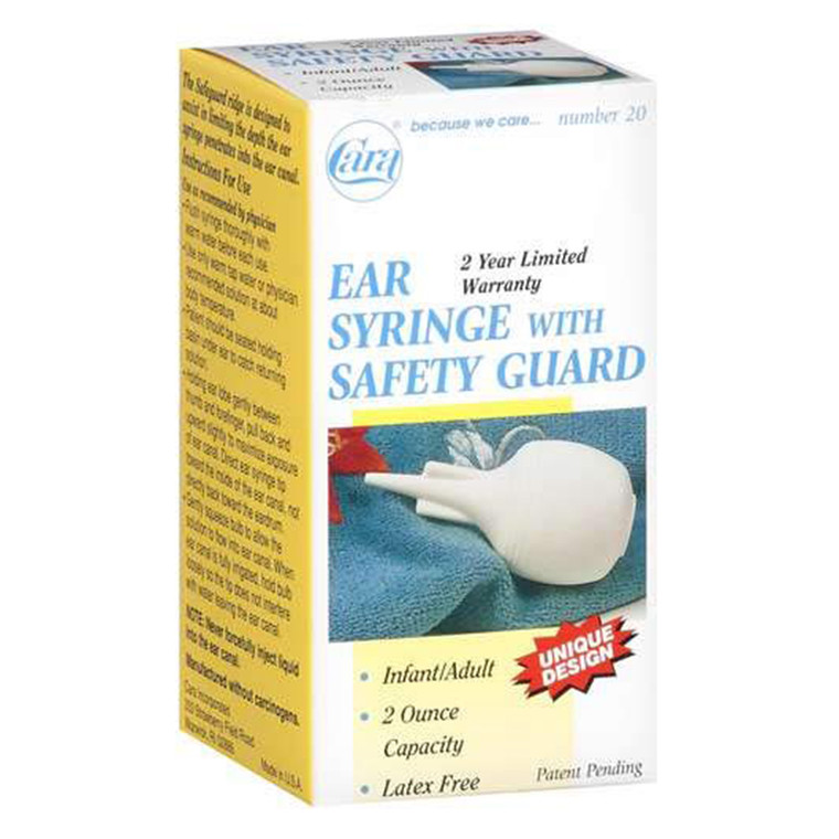 Cara Ear Syringe with Safety Guard 2Oz Capacity for Earwax Removal 1Ea